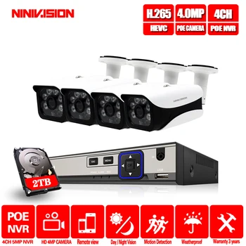 

CCTV Camera System POE 4CH NVR Kit 48V Onvif 4.0MP Security Camera System HD IP Camera indoor Outdoor Video Surveillance System