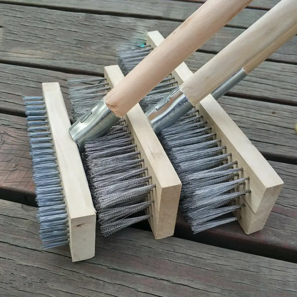 

20/30/45cm Metal Wire Broom Brush Sweeping Floor Garden Moss Cleaner Scrubber Set