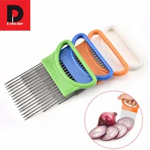 Dehomy Stainless Steel Onion Tool Fruit Vegetable Slice Holder Creative Tender Meat Needle 4 Colors Available