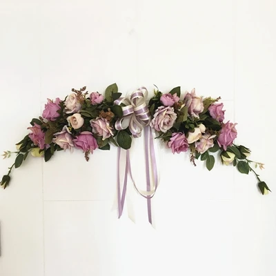 Christmas Silk Peony Rose Artificial Flowers Wreath Door High Quality Artificial Garland For Wedding decoration Home Party Decor - Цвет: D purple 78cm