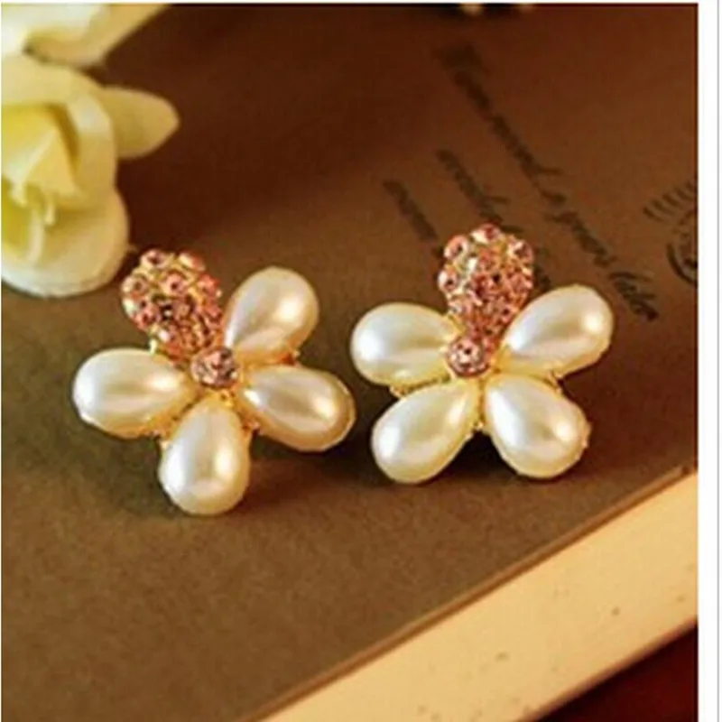 New elegant Imitation jewelry imitation pearl flower earrings for women