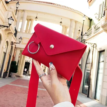 

Fashion Women Pure Color Ring Square Hasp Leather Messenger Shoulder Bag Chest Bag damen taschen#E