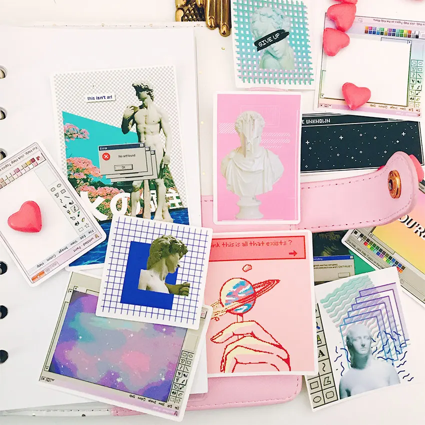 

DIY Personality Stickers Steam Wave Series Virtual Space Scrapbooking journal Album Happy Planner HandCrafts Decoration Stickers