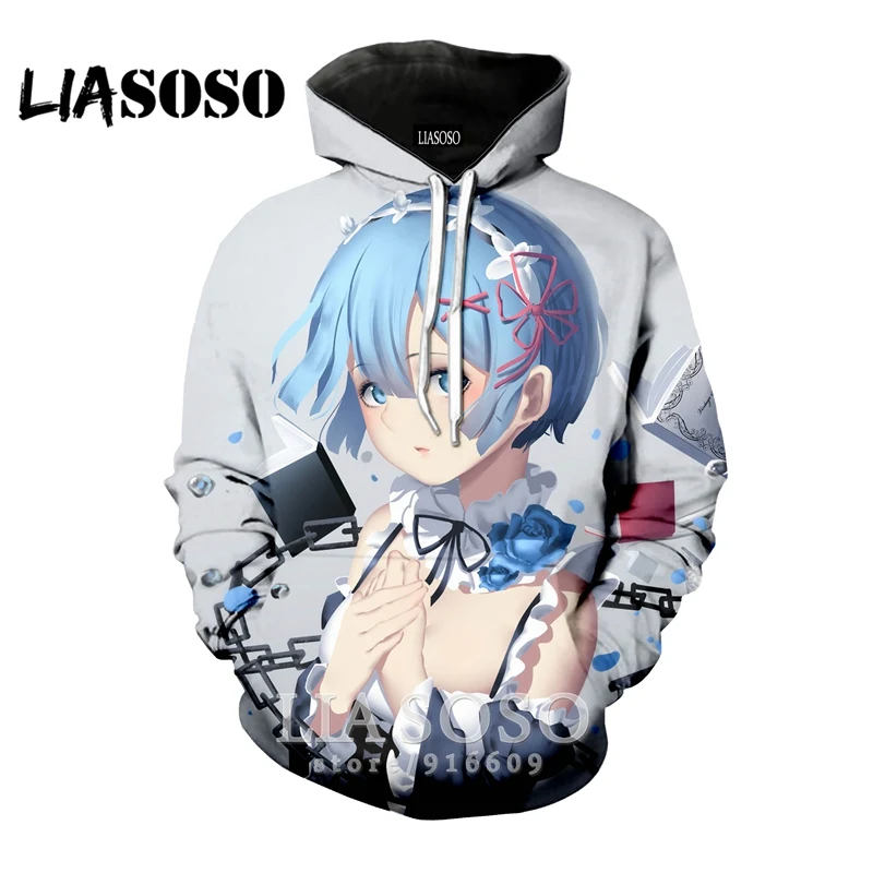 Забавный 3D принт для женщин мужчин аниме логотип homme Harajuku Re Zero Rem толстовка одежда толстовки уличная толстовка модная рубашка E778 - Цвет: 1