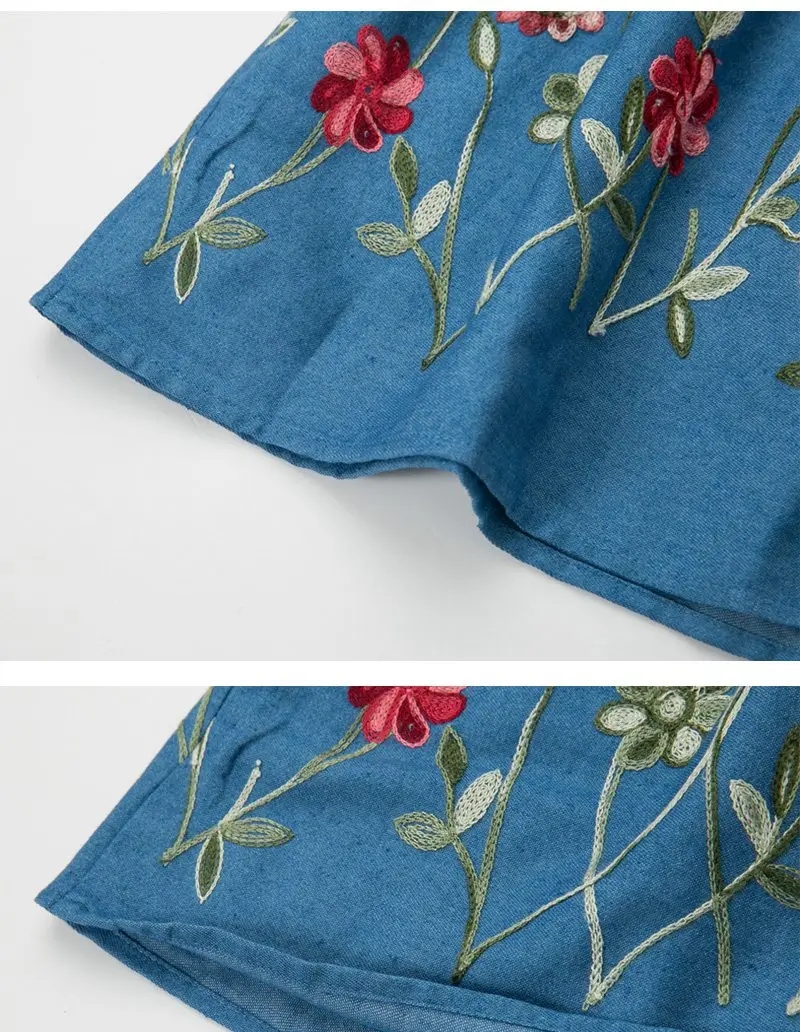 kids flower embroidery dress G3817-18