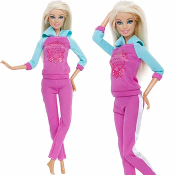 

Handmade Sport Outfit Cap Casual Wear Long Sleeves Blouse Trousers Yoga Suit Accessories Clothes For Barbie Doll Dollhouse Toy