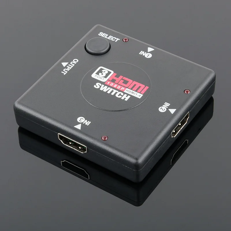 Прямоугольная форма 3x1 HDMI переключатель 3 порта в 1 выключатель сплиттер коробка