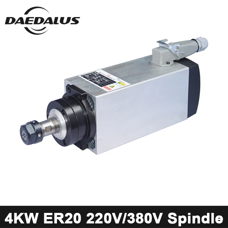 

4KW CNC Spindle Motor 220V/380V Air Cooled Spindle Wood Router ER20 Collet Chuck With 4 Bearings For Engraving Mill Machine Tool