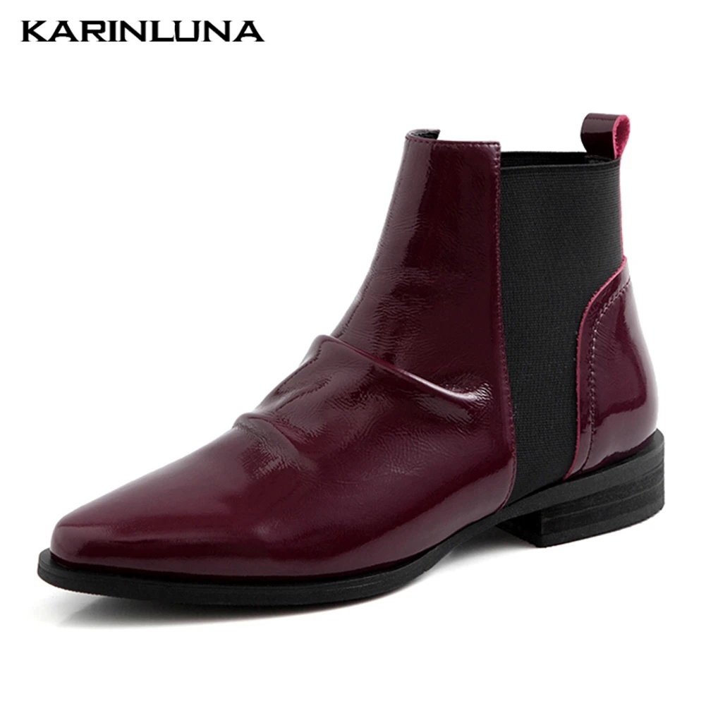 

genuine cow leather top quality 2019 ankle boots woman shoes elastic band comfortable fashion Chelsea boots shoes woman female