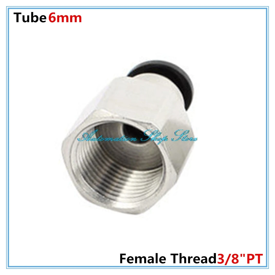 5 Pcs 3/8" PT Female Thread 6mm Pipe Push In Joint Pneumatic Connector