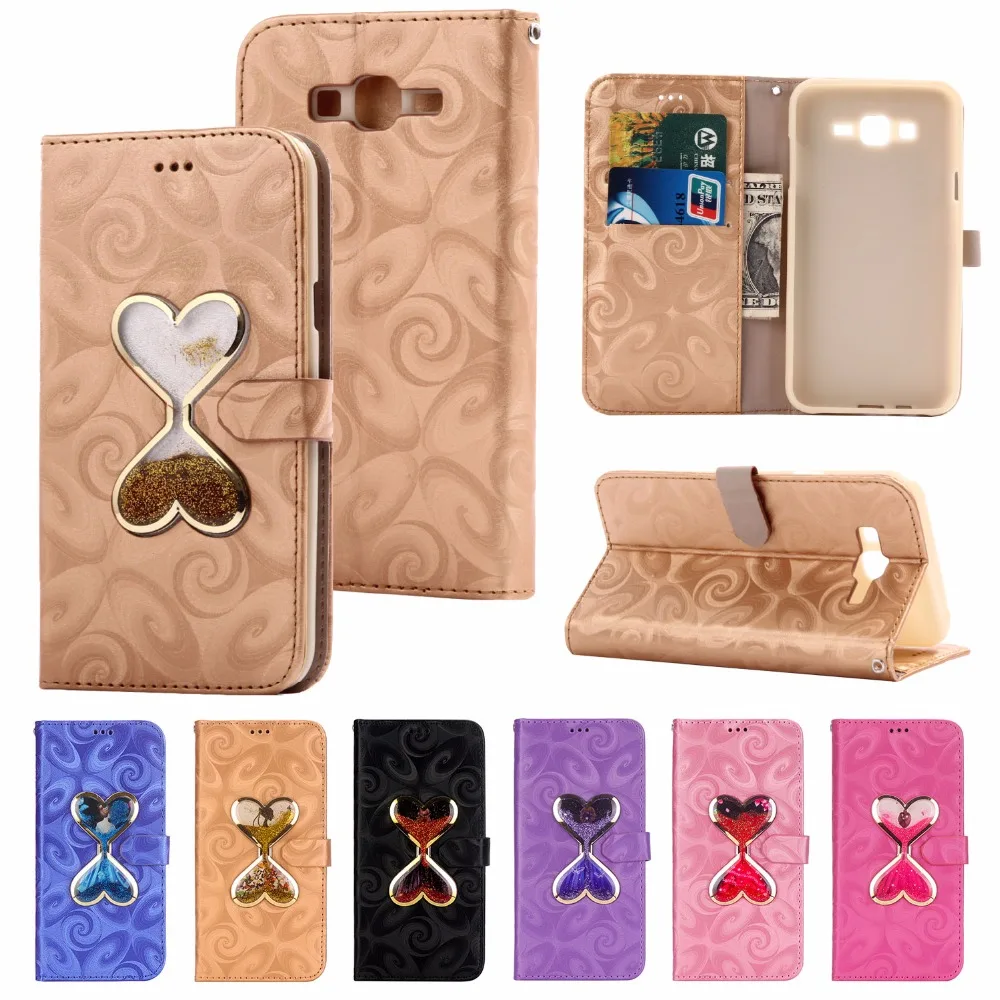 

Sand Clock Luxury 3D Wallet Phone Case Glitter Liquid Quicksand For Samsung Galaxy J7 SM-J7008 J710 J7 2016 PU Leather Cover