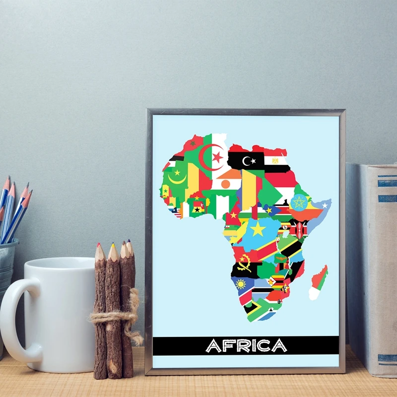 Africa Flag Map Print
