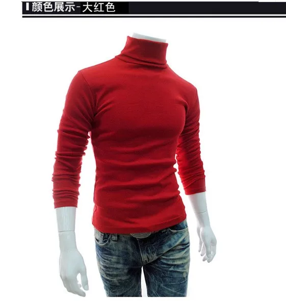 2019New Autumn Winter Men'S Sweater Men'S Turtleneck Solid Color Casual Sweater Men's Slim Fit Brand Knitted Pullovers