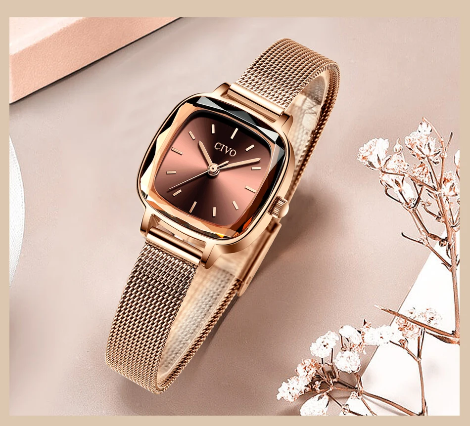 CIVO новые модные Лидирующий бренд часы женские водонепроницаемые женские наручные часы женские сетчатый ремешок кварцевые наручные часы Feminino 8102