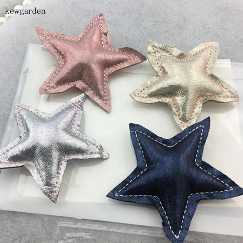 

kewgarden DIY Hair band Accessories Soft PU Stars about 73mm 4pcs /lot