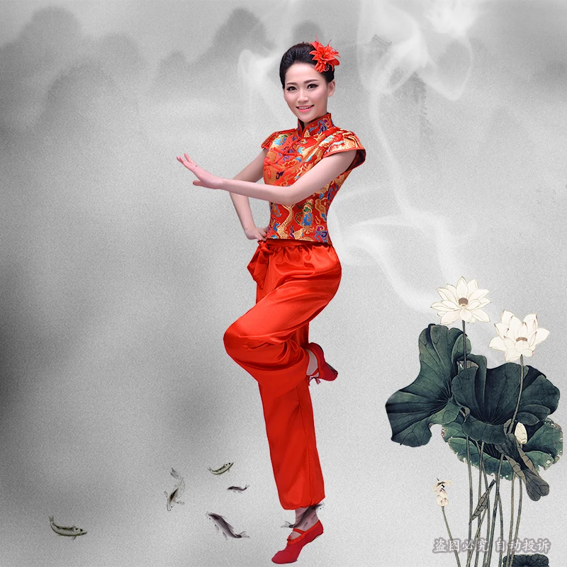 Топ Мода Disfraces древних китайские танцевальные костюмы для женщин Hanfu Дракон узор барабаны Yangko Одежда Национальный костюм сценический