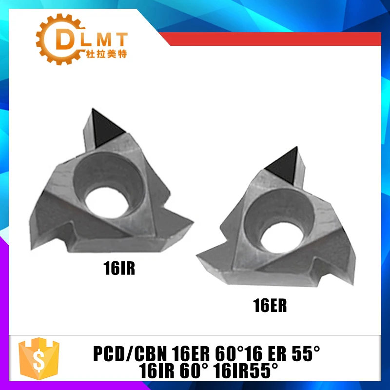

2PCS PCD/CBN 16ER AG60 AG55 16IR AG60 AG55 CNC PCD Diamant Inserts Carbure Fraisage Inserts CNC Inserts