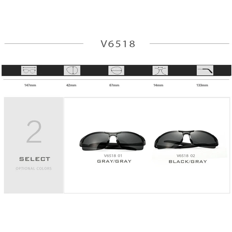 Baratos VEITHDIA marca diseñador de aluminio gafas de sol polarizadas gafas de sol accesorios para hombres oculos de sol masculino 6518