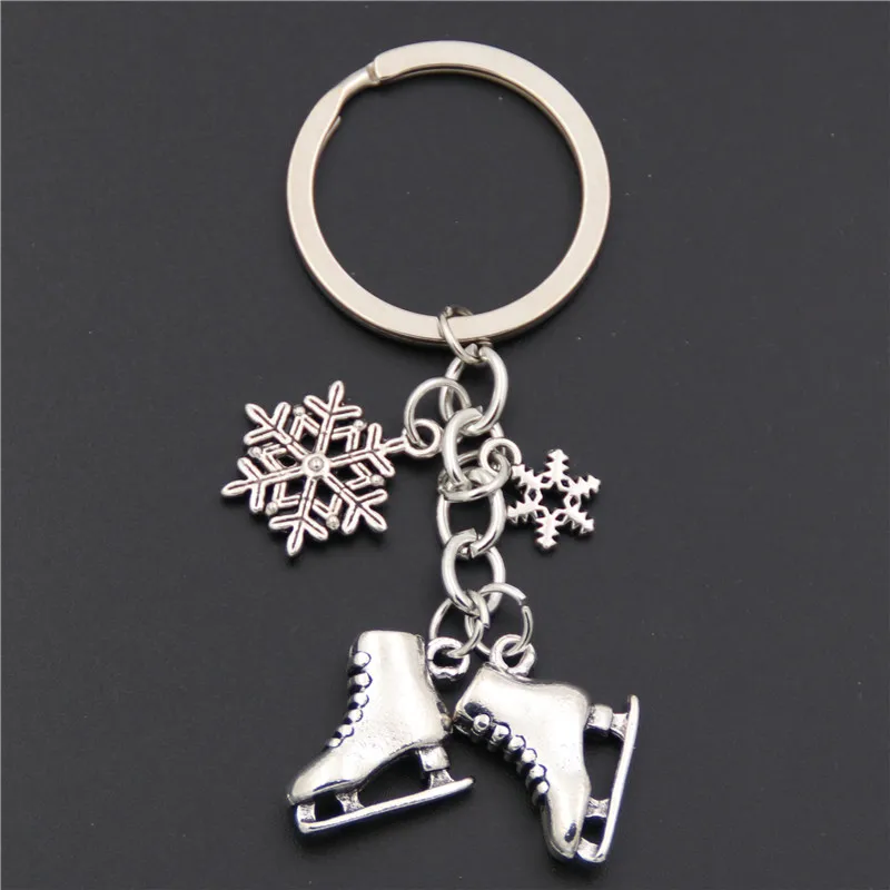 

1pc Silver Color Ice Skates Snowflake Pendant Key Ring Skating Key Chain Keychain Jewelry For Winter Gift