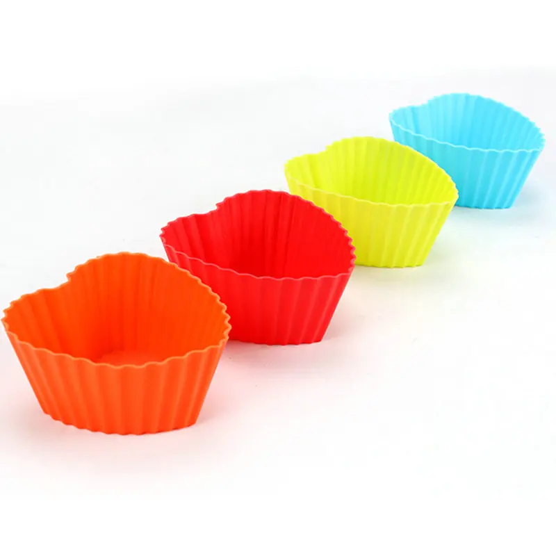 AMW 12pcs Heart Silicone Muffin Cupcake Mold Cup Cake Liners Muffin Cases Bakery Accessories
