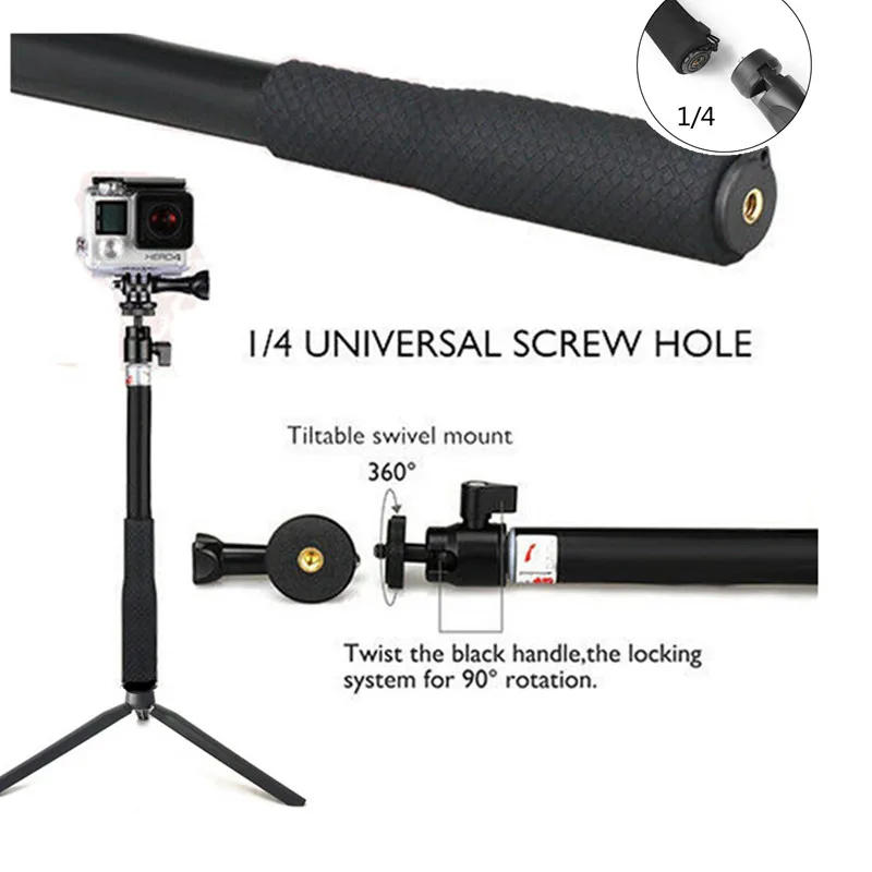 Anordsem Accessories Extendable Selfie Stick Monopod Mount Tripod for GoPro Hero 9 8 7 6 5 sj DJI Action Cameras For XiaomiYI 4K