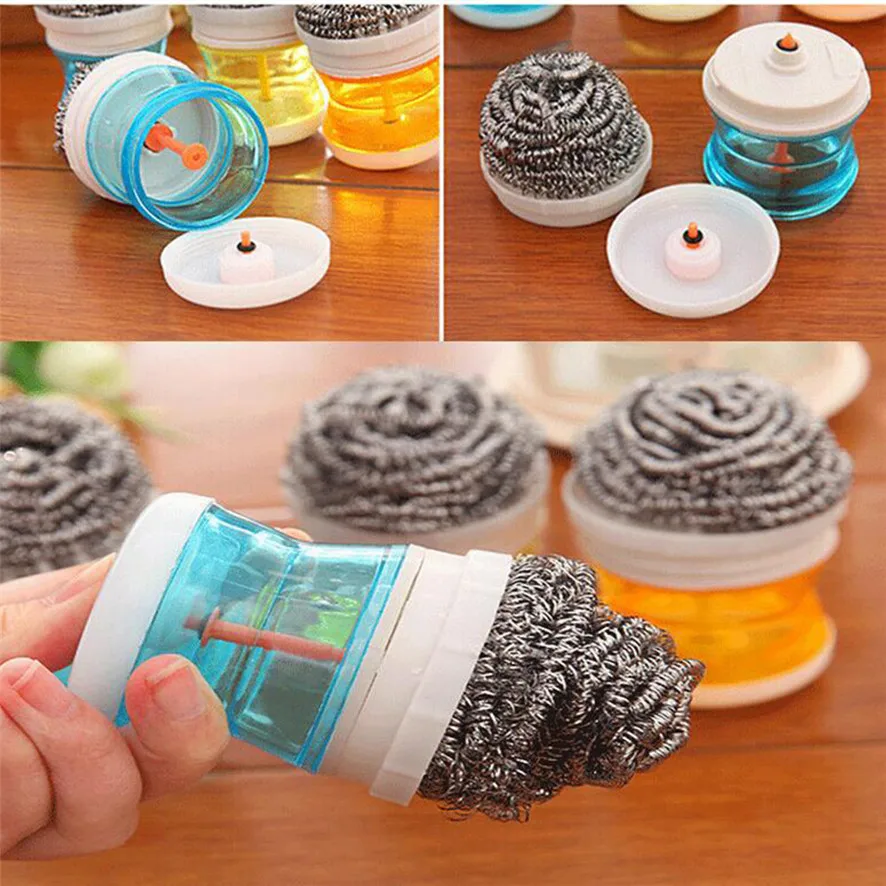 

New Cleaning Brushes 2017 Easy Use Palm Scrubber Wash Clean Tool Holder Soap Dispenser Brush Dish Washer D1019