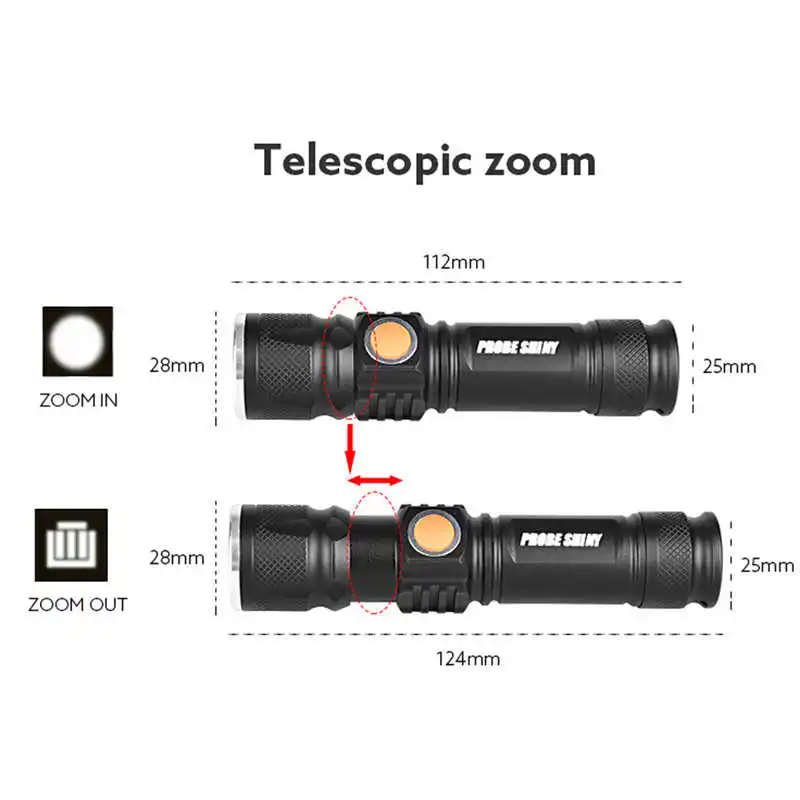 Adjustable LED 3000LM MINI torch flashlight usb powerful led flashlight Torch Portable led flashlight rechargeable #4A27 (4)
