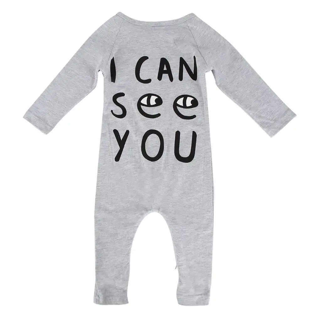 

Fashion Baby Boys Girls Fashion I Can See You Letters Print Romper Fall Jumpsuit Outfits