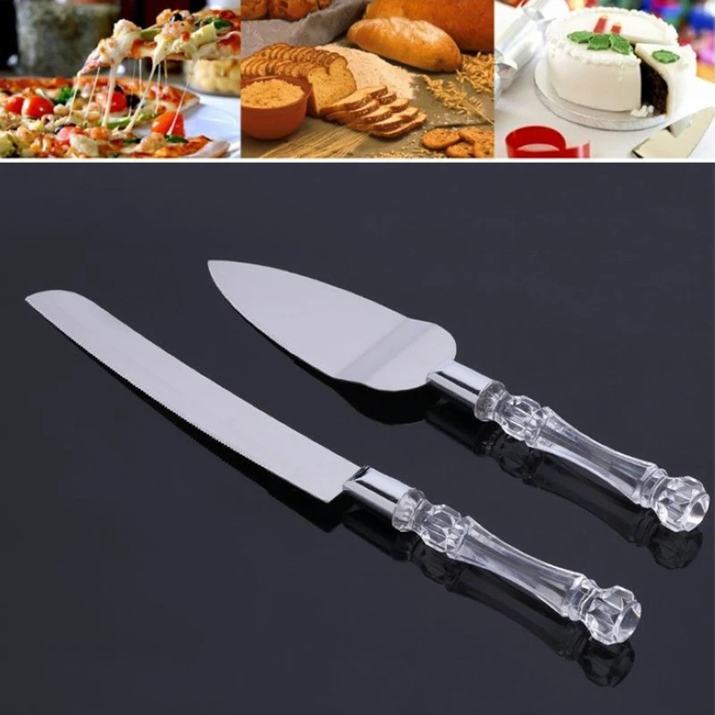 2pcs/set Wedding Cake Cutting Server Set Stainless Steel Anniversary Parties Tableware