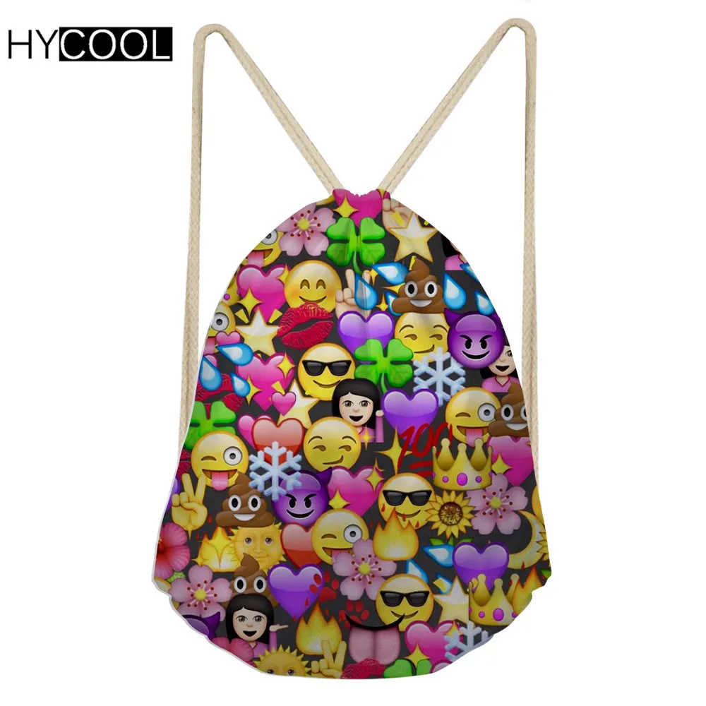 

HYCOOL Sports Drawstring Bag For Teens Training Women Gym Bag Emoji Printed High-Quality Men Running Shoes Storage Backpack 2018