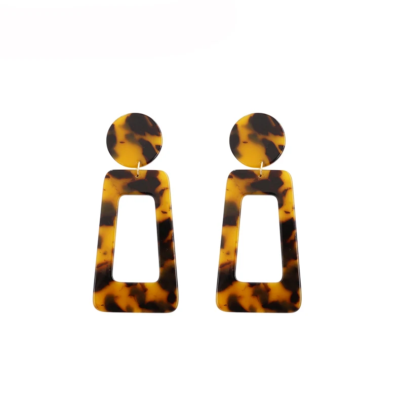 Vintage Tortoiseshell Big Pendant Acrylic Earrings For Women Geometry Rectangle Resin Statement Drop Earring Fashion Jewelry | Украшения и