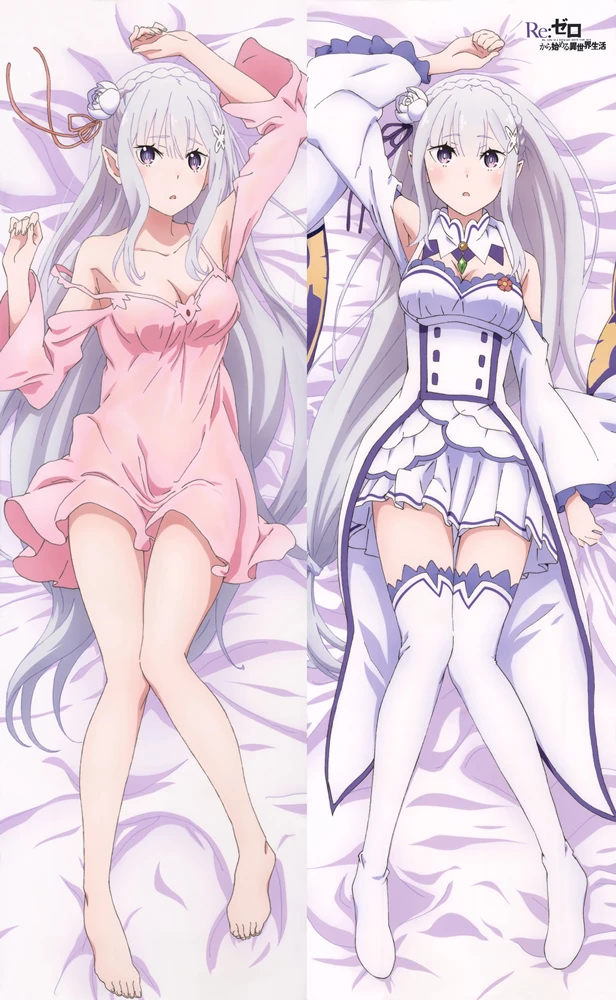 Re: Life in a different world from zero Emilia Japanese Anime Dakimakura Life-sized Hugging Body Pillow Cover Throw pillows