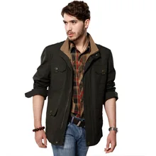 Autumn Winter New Europe and the United States Men’s Jacket Bigger Sizes Collar More Pockets Long Men’s Coat