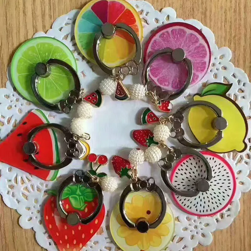 Cute Strawberry Lemon Watermelon Rainbow fruit Patterns universal ring Phone Holder for iphone samsung Pendant finger buckle | Мобильные