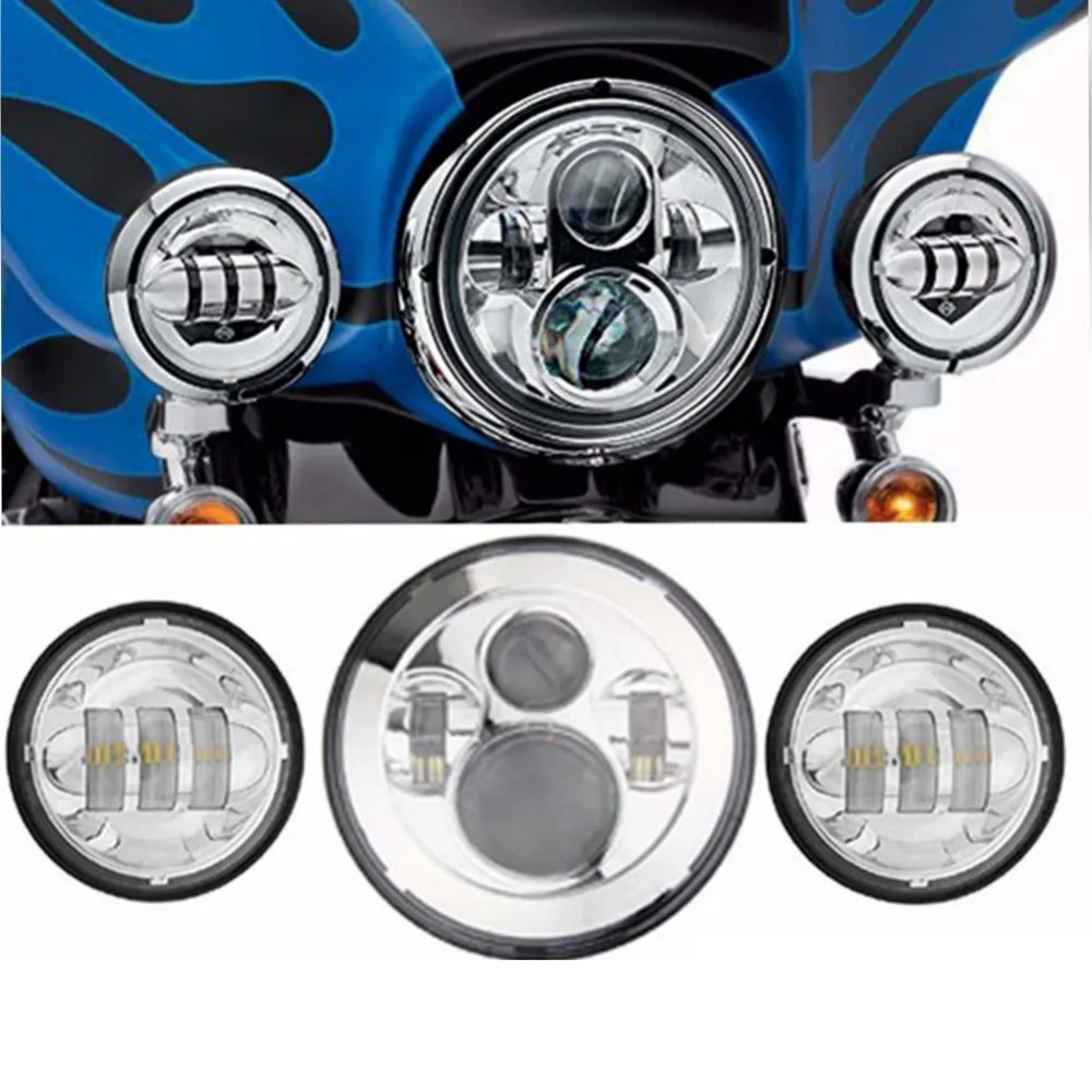 " дюймовый светодиодный фонарь с rgb-кольцо+ 2x4,5" 30 Вт Противотуманные фары ближнего света для мотоцикла