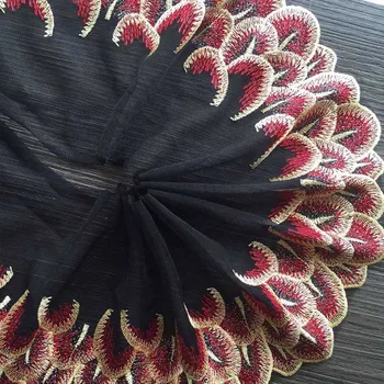 

Embroidered Lace with Feather Pattern Nylon Mesh Fabric for DIY Sewing Clothes 20 Yards * 14 cm LE1336GRBK