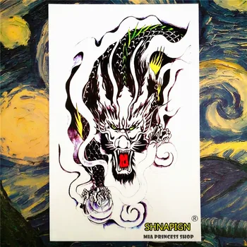 

SHNAPIGN Hidden Dragon Temporary Tattoo Body Art Flash Tattoo Stickers 12*20cm Waterproof Tatoo Car Styling Home Decor Sticker