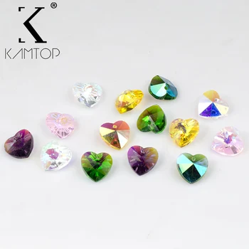 

Charms Glass Heart Faceted Beads 14MM 30PCS/LOT Pendant Jewelry Findings Loose Beads Accessories Crystal Beads