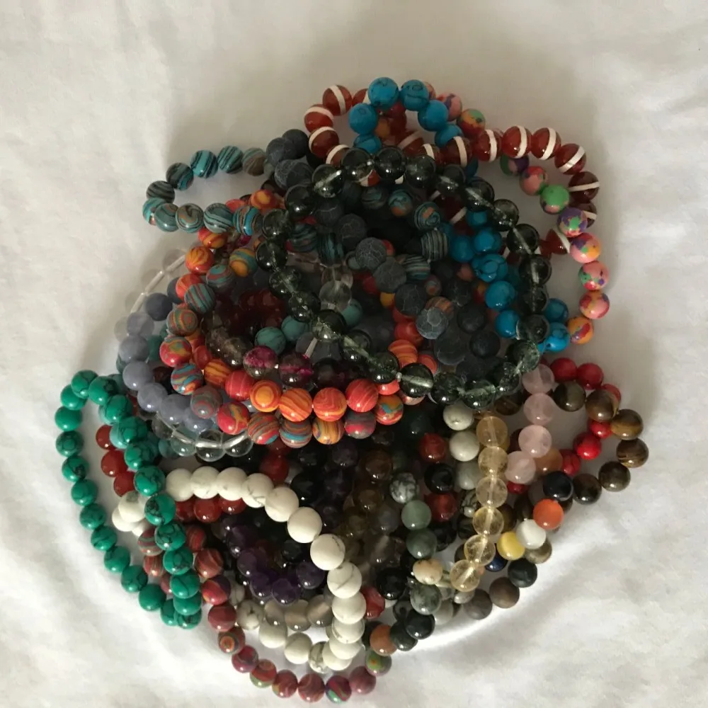 

Created Agates Tourmaline Natural Stone Crystal Synthetic Turquoises Bracelet Woman Black Lava Stone Bracelets Jewelry Masculino