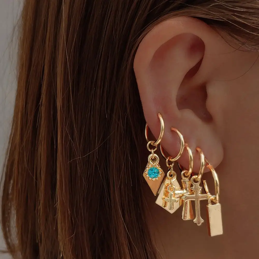 

Boho Style Endless Hoop Earrings For Women Cartilage Cross Heart Earring Hoop Earrings Fashion Jewelry Gift