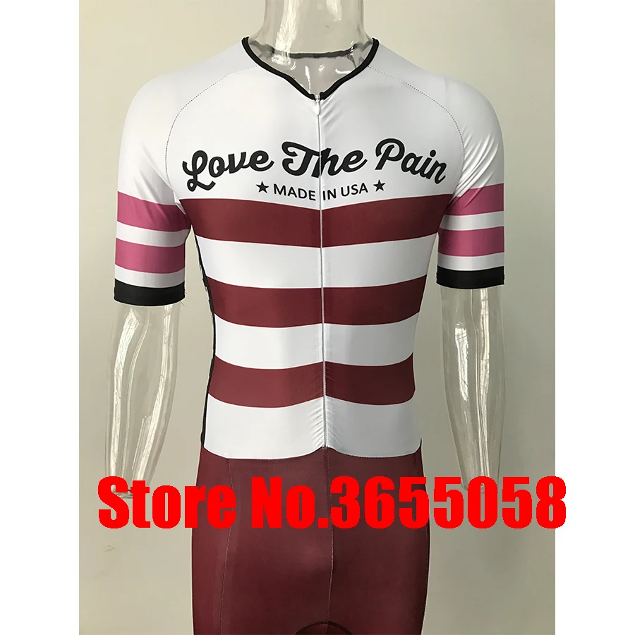 الحب الألم فريق بدلة ترايثلون الرجال الدراجات الملابس Skinsuit بذلة مايوه الدراجات طقم زي رياضي الدراجة الرياضية الملابس Ciclismo