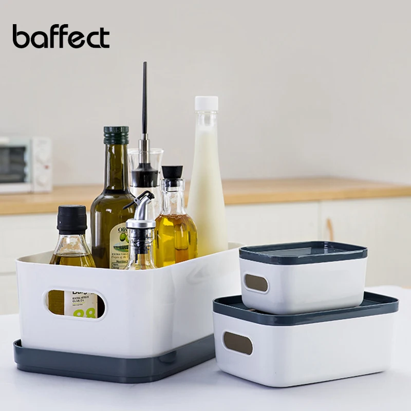 Plastic Storage Boxes with Cover Cabinets Kitchen Desktop Cutlery Cosmetics Makeup Organizer Sundries Case | Дом и сад