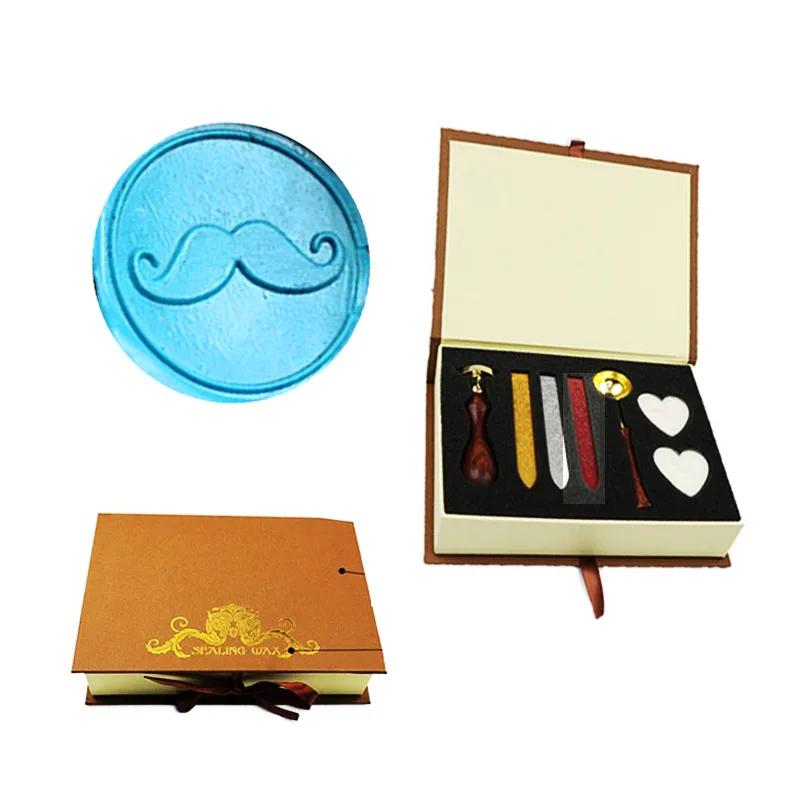 1 gift box Усы воск печать штамп набор Винтажный Классический воск комплект печатей для карт конверты, приглашения, винные пакеты - Цвет: 1 gift box