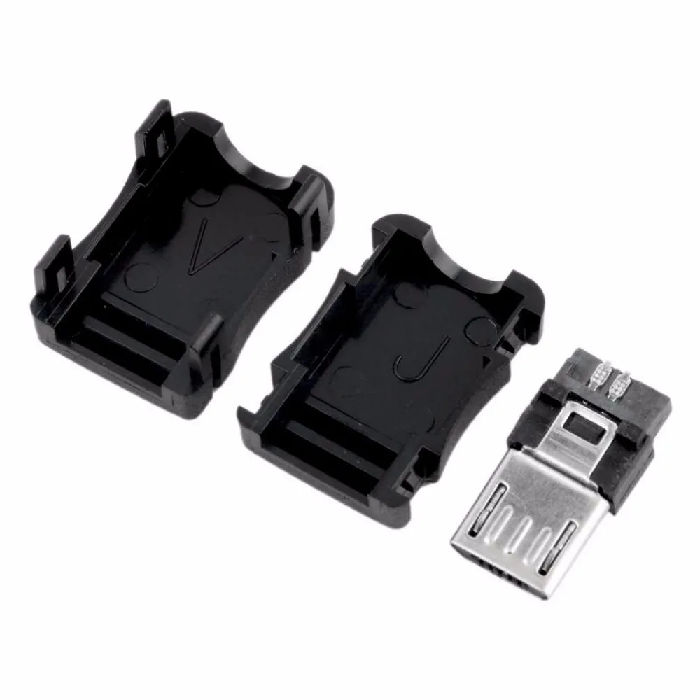 

10pcs Micro USB 5 Pin T Port Male Plug Socket Connector&Plastic Cover for DIY Dropshipping Top Sale