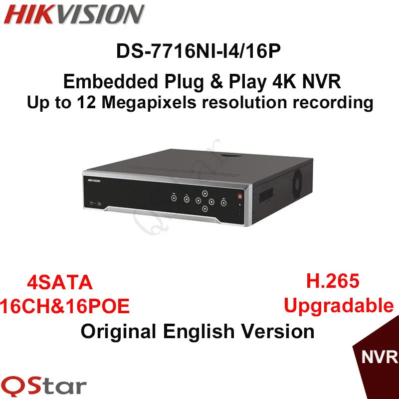 Hikvision оригинальный английский H.265 4 К NVR DS-7716NI-I4/16 P 16CH с SATA и 16 POE HDMI сигнал тревоги