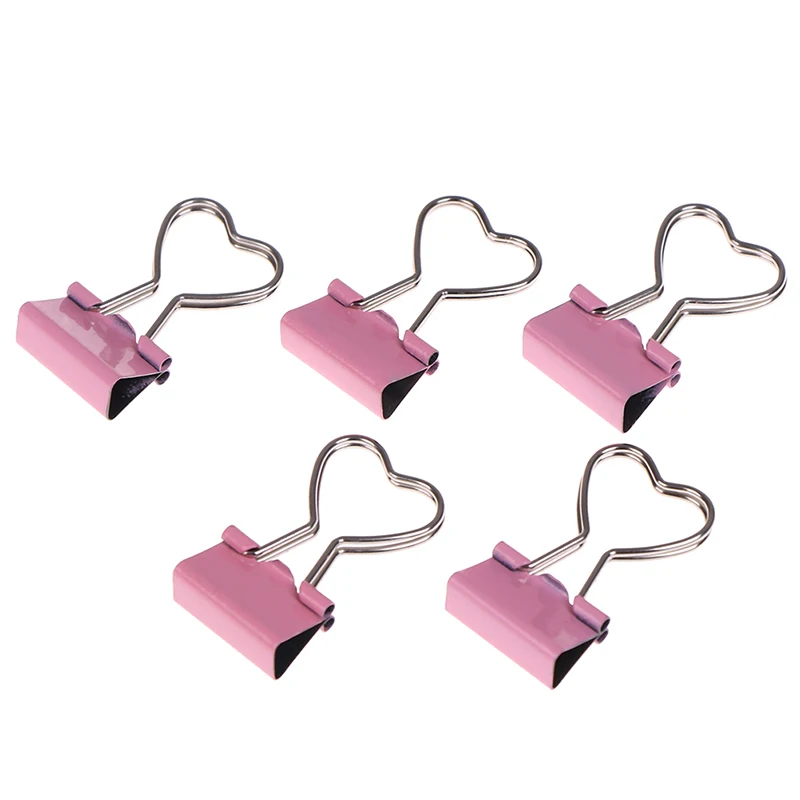 5 шт./партия 3,5*2,5 см розовый зажим сердце полый металлический скрепляющий зажим для заметок бумажный зажим офисные принадлежности