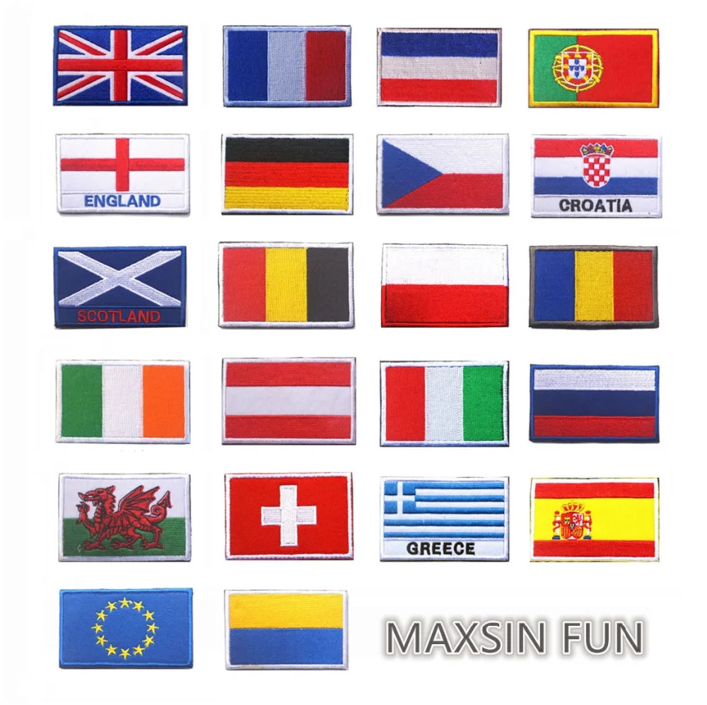 

1 PC excellent fabric patch RUSSIA GERMANY ENGLAND European Flag Patch Sew on Clothes Armband Backpack Sticker DIY Accessories