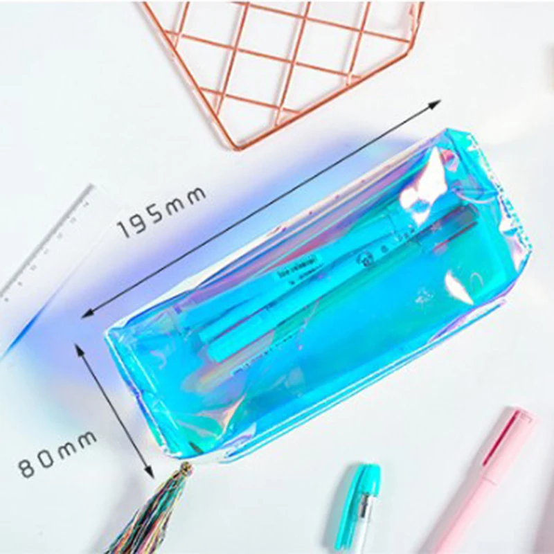 Estuche de PU, holograma estuche holográfico, bolsa de maquillaje, material escolar, de papelería|Bolsas para lápices| - AliExpress