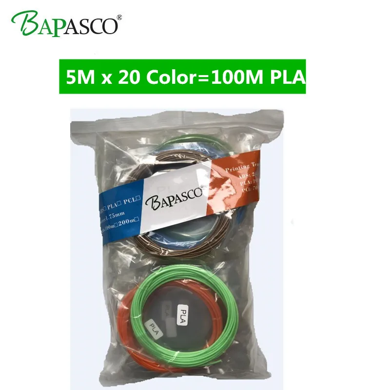

Original Bapasco PLA Filaments 100Meter 20 Color Modeling Stereoscopic For 3D Drawing Printer Pen 3000ft thread Plastic wire rod
