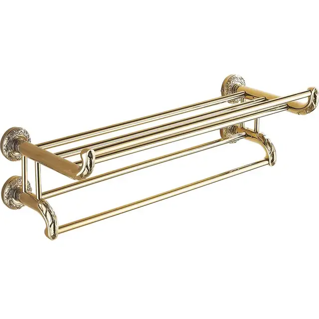 Europäischen Kupfer Goldenen Bad Zubehör set Geschnitzten Poliert Bad